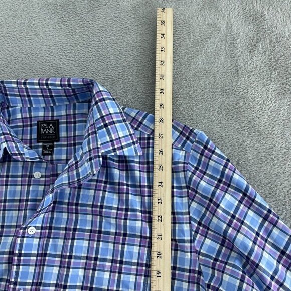 Jos. A. Bank Traveler Mens Long Sleeve Plaid Shirt  Fit L  5315 - Picture 4 of 7
